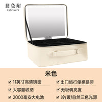 Portable LED Makeup Mirror with Storage for Girls