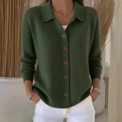 Button-knitted Lapel Sweater Cardigan Coat For Women