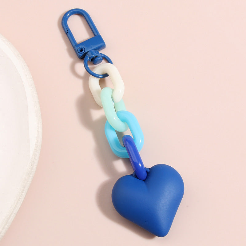 Black Blue Chain Love Heart Xiaohongshu Car Key Ring Hanging Ornaments