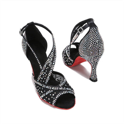 Diamond-Embedded Latin Dancing Shoes Women's Adult