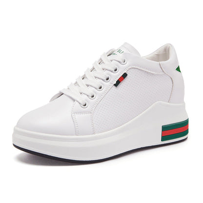 Elevated Sneakers, Versatile Lace-Up White Shoes