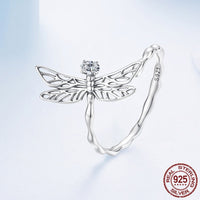 S925 Sterling Silver Dragonfly Open Ring