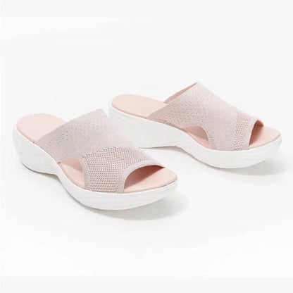 Women's Casual Fly Woven Upper Lightweight Platform Sandals And Slippers