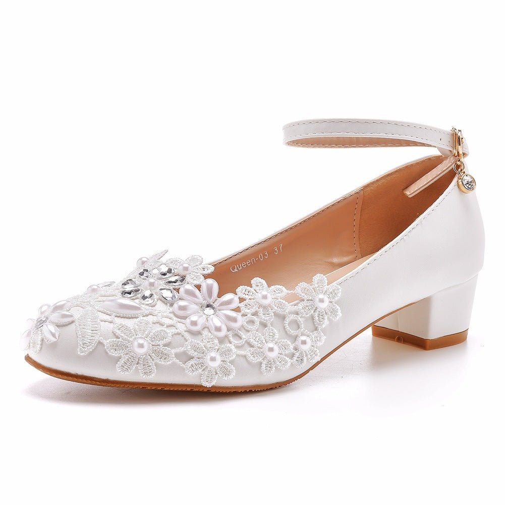 Elegant White Lace Shoes for Women - PU Leather (Sizes 35-43)