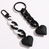 Black Blue Chain Love Heart Xiaohongshu Car Key Ring Hanging Ornaments