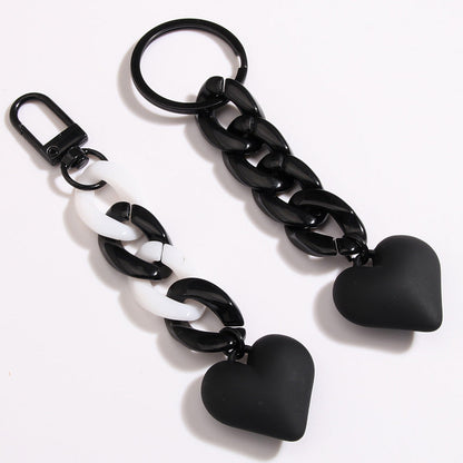 Black Blue Chain Love Heart Xiaohongshu Car Key Ring Hanging Ornaments
