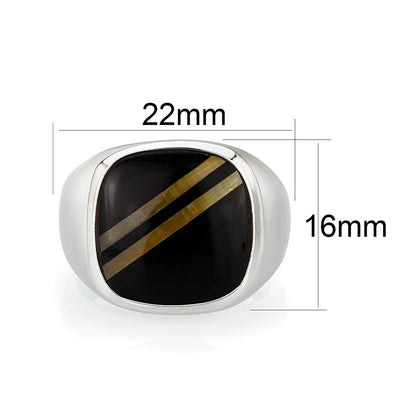 LO5M019- Brass Ring with Epoxy  in Jet Rhodium Plated