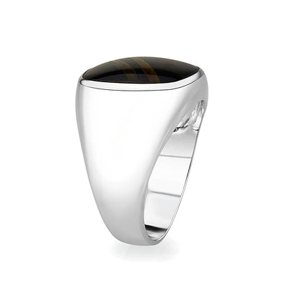 LO5M019- Brass Ring with Epoxy  in Jet Rhodium Plated