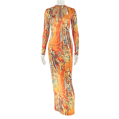 Round-neck Long-sleeve Retro Trendy Dress