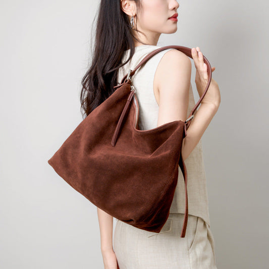 High-end Casual Underarm Tote Bag Made From Top-layer Cowhide
