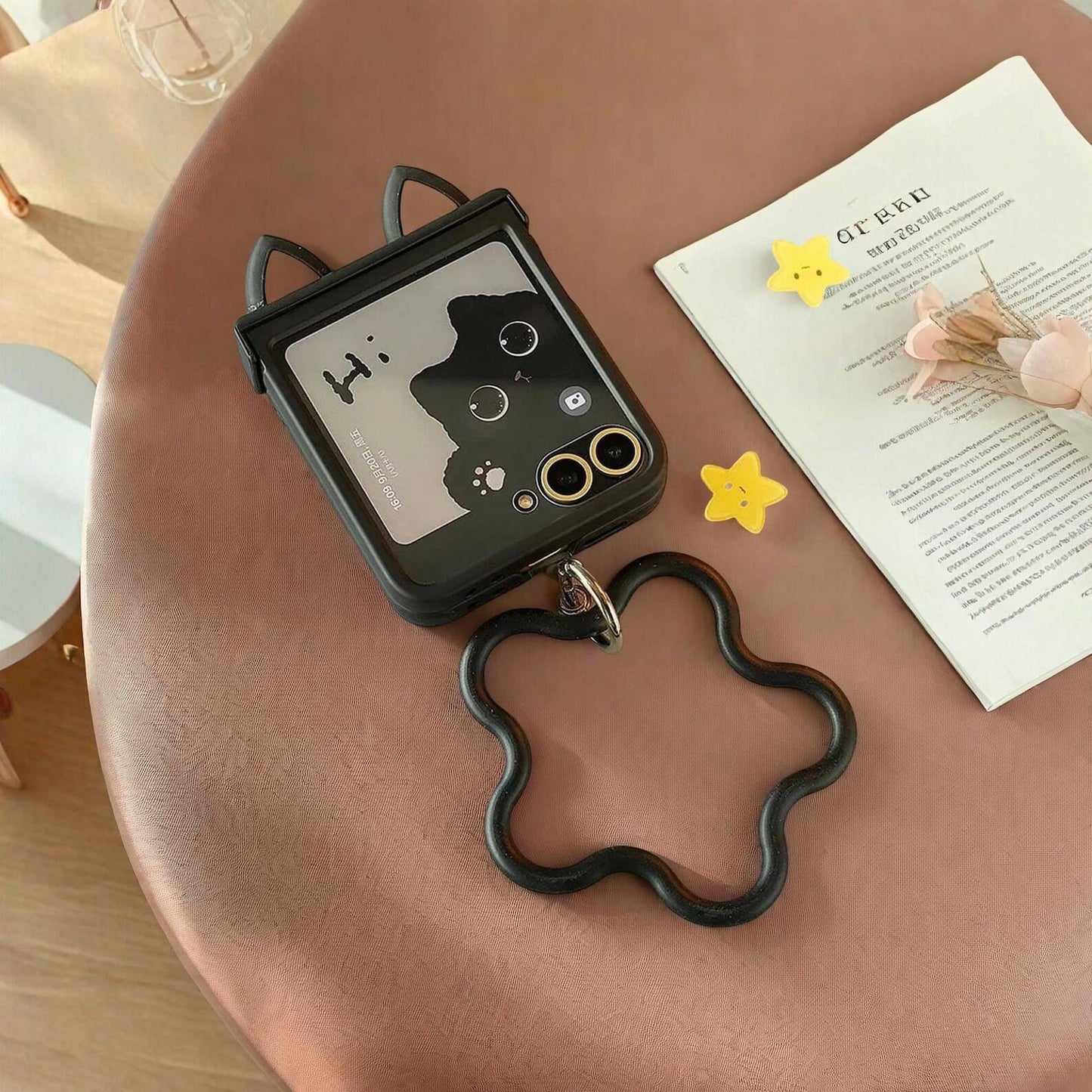 Cute Bracelet Hinge Case for Samsung Galaxy Z Flip 3 4 5 6 | Integrated Film Protective Cover with Wrist Strap