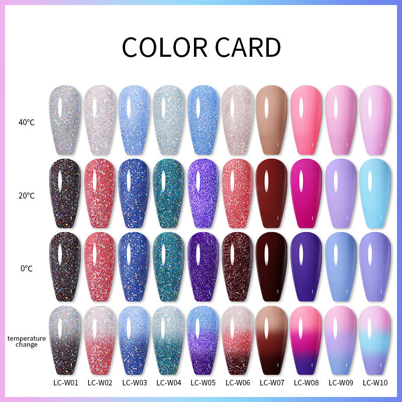 Temperature Change Glitter UV Polish Three-section Color Change