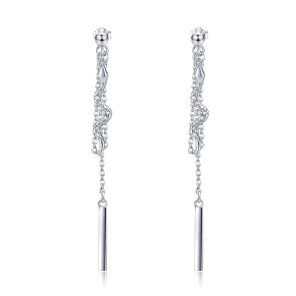 Sterling Silver Chain Earrings with Snake Dangle As Birthday Gifts For Women and Girls
