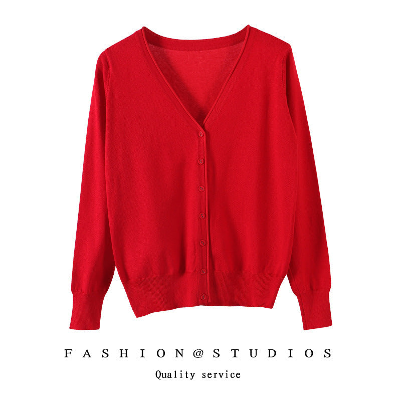 Women's Slim-fit SpringAutumn Plus-size Knitted Cardigan