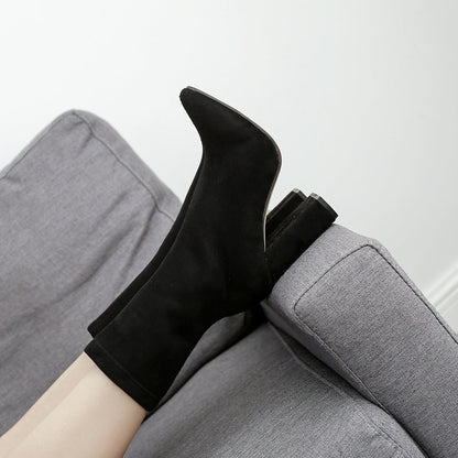 Nightclub Thick-heeled High-heeled Women's Boots Pointed Toe