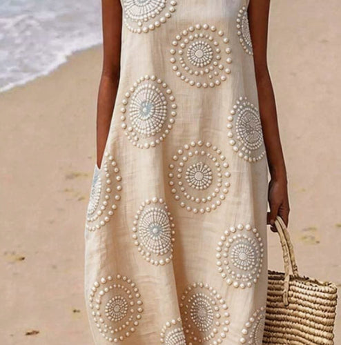 Printed Ladies Long-sleeved Round Neck Dress