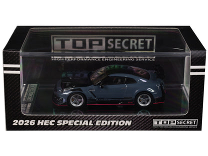 Nissan "Top Secret" GT-R (R35) RHD (Right Hand Drive) Stealth Gray with Carbon Hood and Top "Hobby Expo China 2026" 1/64 Diecast Model Car by BM Creations