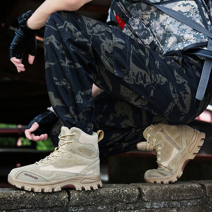 Mountaineering Work Shoes High-Top Lace-Up Mid-Tube Martin Boots