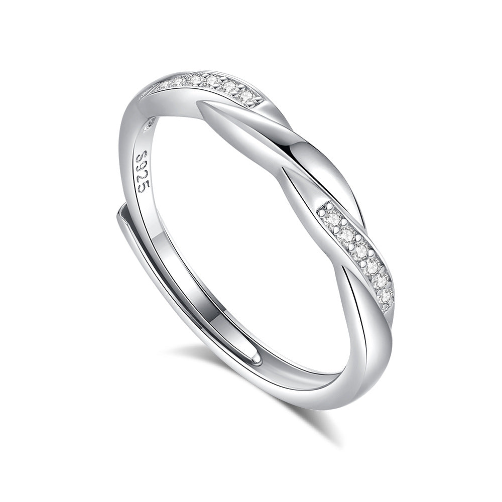 S925 Silver Adjustable Ring For Couples