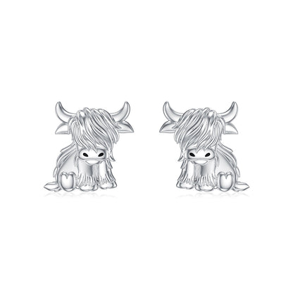 Highland Cow Earrings 925 Sterling Silver Cow Studs Earrings Highland Cow Jewelry Gifts