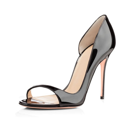 Pure Color Gradient Patent Leather Stiletto Shoes