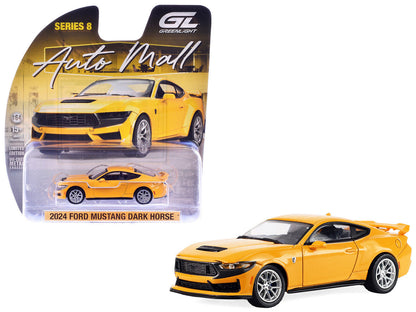 2024 Ford Mustang Dark Horse Yellow Splash Metallic "Auto Mall" Series 8 1/64 Diecast Model Car by Greenlight