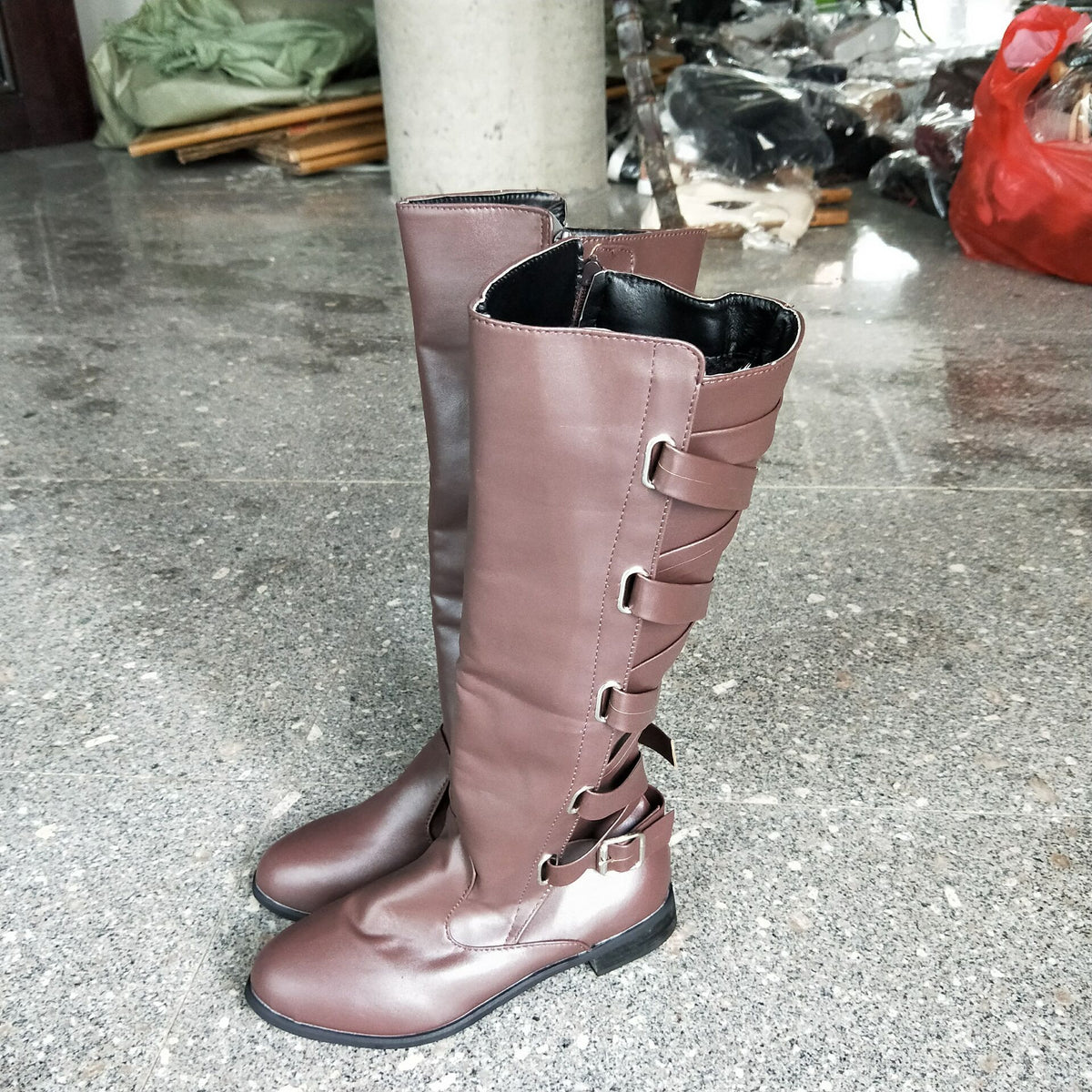 Lace-up Boots Round Toe Low Heel Rider Boots
