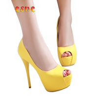 2022 Spring New Super High Heel Fish Mouth Single Shoes Waterproof Platform Comfortable Women's Thin Heel Model Walk Show Pumps