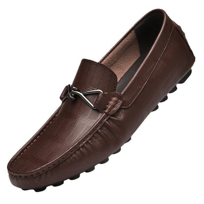 Summer New Leather Shoes Cowhide Gommino Increased 6CM Leisure