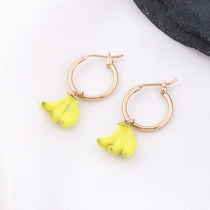 Fruit Banana Earrings S925 Silver Post