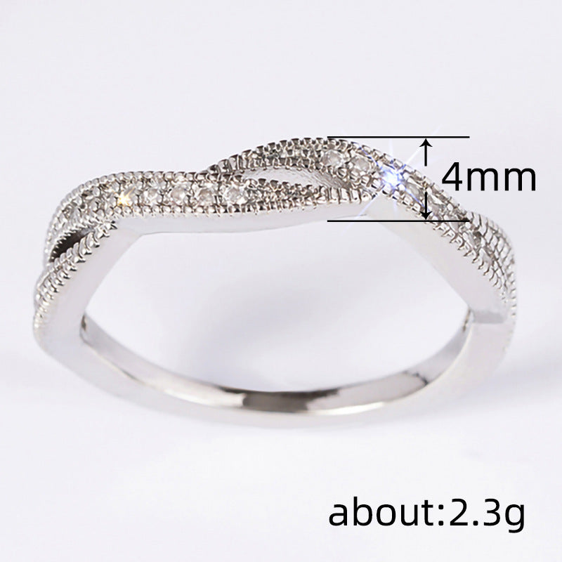 Everyday Lightweight Luxury Twisted-cross Wedding Ring
