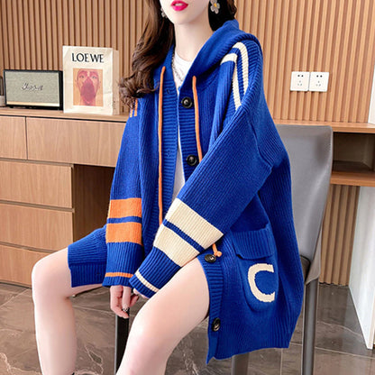 Idle Style Hooded Sweater Cardigan For Women