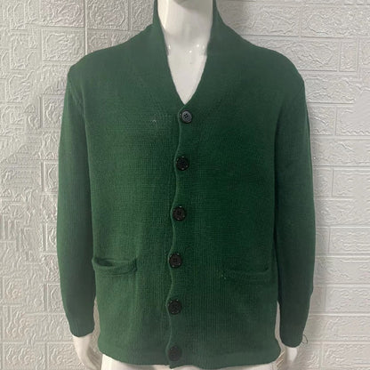 New Sweater Men's Euro American Solid Long Sleeve Knitted Cardigan