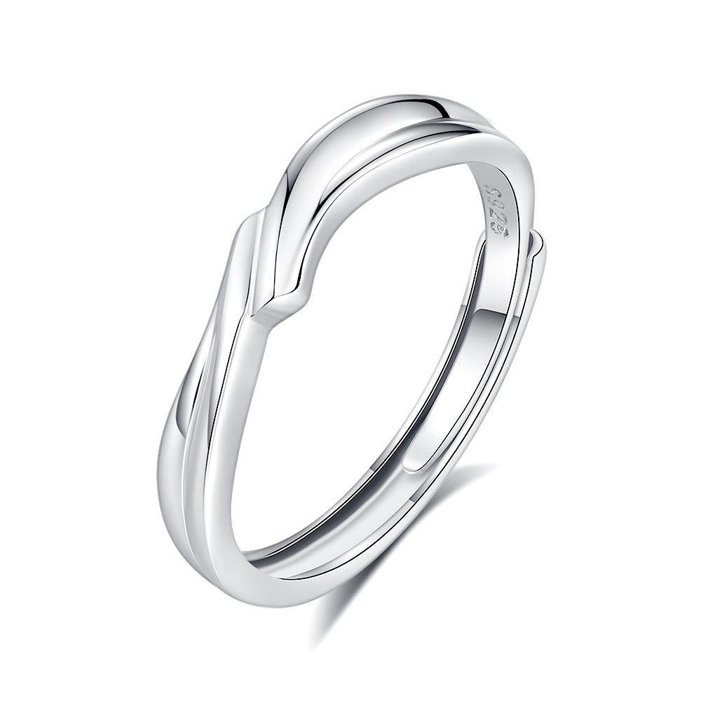 S925 Silver Adjustable Ring For Couples