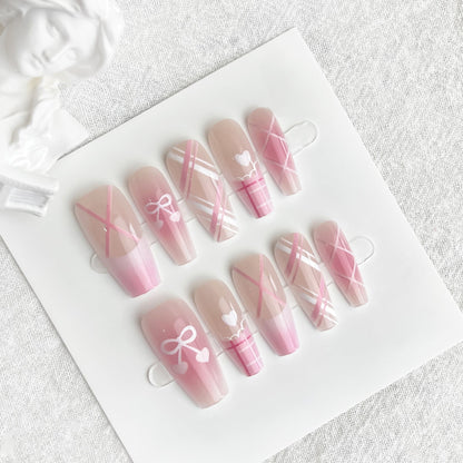 Dopamine Sweet Cool Butterfly Dark French Fake Nail Tip