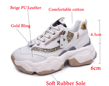 Women’s Sequin Chunky Sole Sneakers (Dad Shoes)
