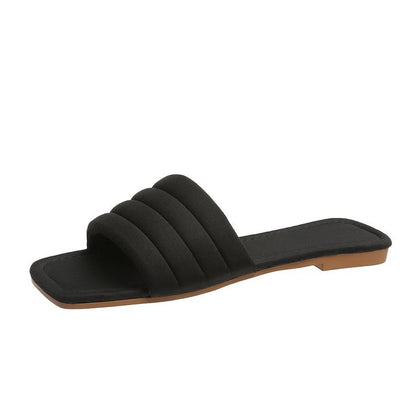 Summer European And American New Fashion Suede Square Head Casual Beach Sandals