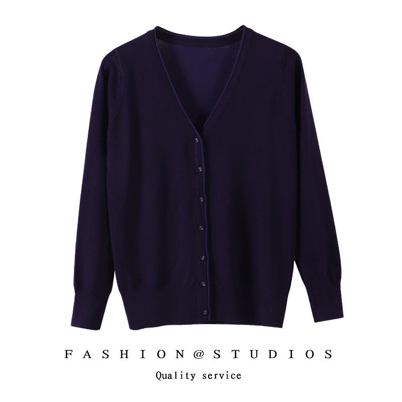 Women's Slim-fit SpringAutumn Plus-size Knitted Cardigan