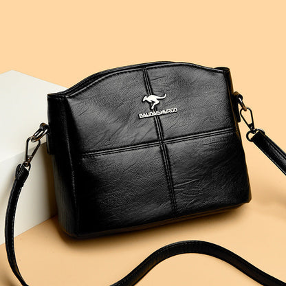 Korean-style Womens Shoulder Soft Leather Versatile Design Large Capacity And Embroidered Crossbody Bag