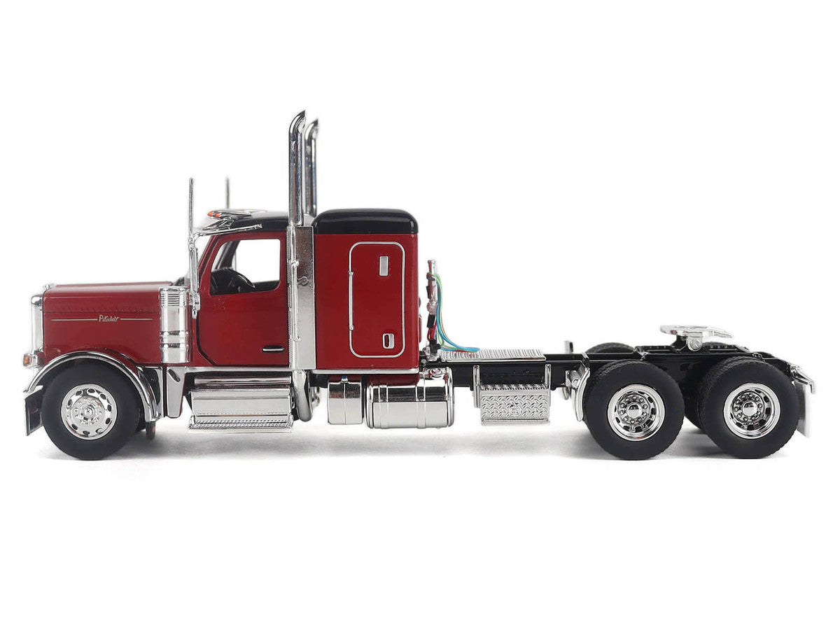 Peterbilt 589 Legendary Package Tandem-Axle Truck Tractor with 58" Sleeper Cab Legendary Red with Black Top "Transport Series" 1/50 Diecast Model by Diecast Masters