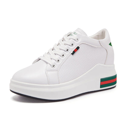 Elevated Sneakers, Versatile Lace-Up White Shoes