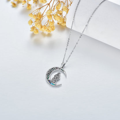 Celtic Knot Bunny Moon Necklace Sterling Silver Abalone Shellfish Pendant Jewelry Gifts