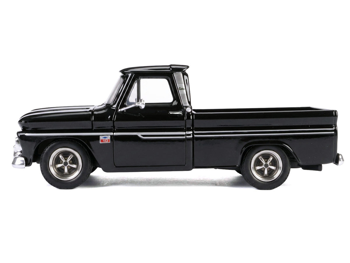 1966 Chevrolet C10 Fleetside Pickup Truck Black "Maxx Design" "Timeless Legends" Series 1/24 Diecast Model Car by Motormax
