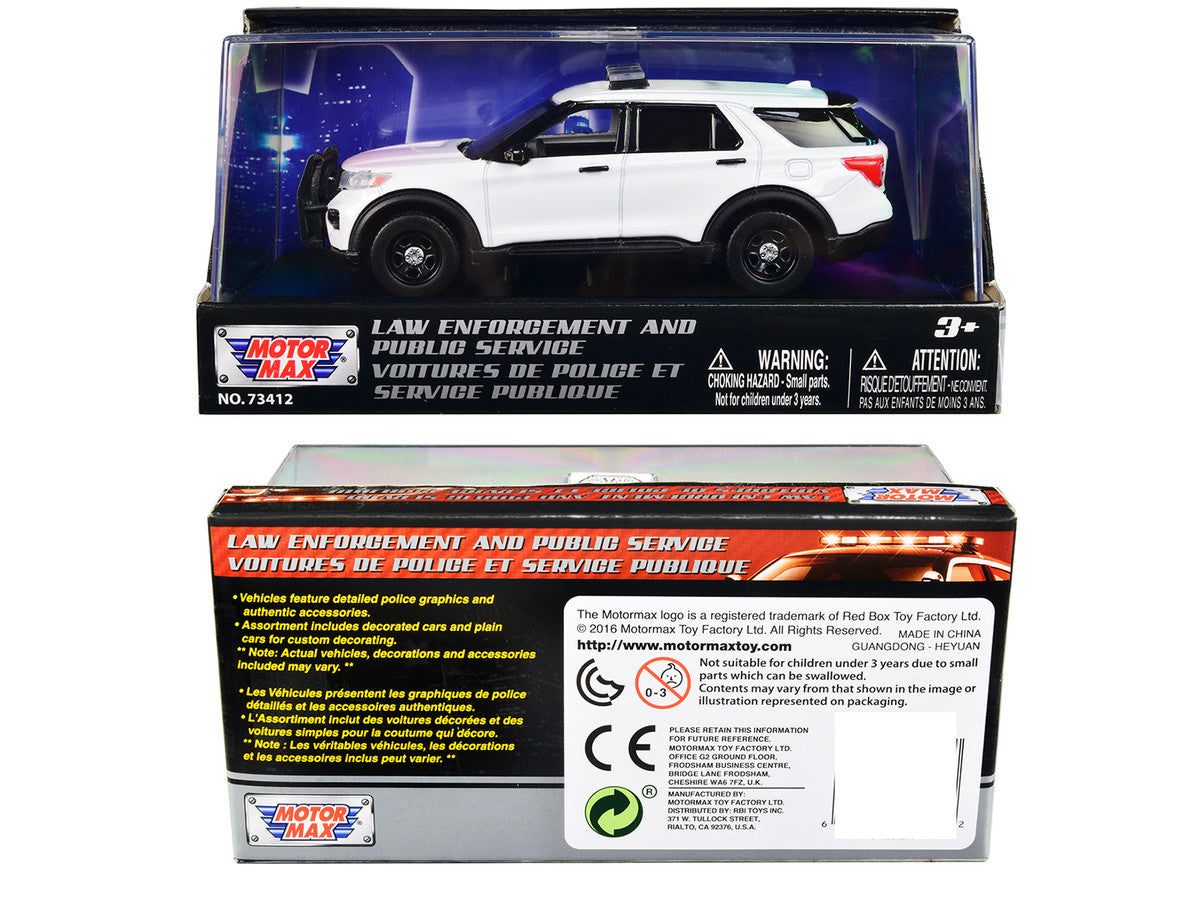 2022 Ford Police Interceptor Utility Plain White "Law Enforcement and Public Service" Series 1/43 Diecast Model Car by Motormax