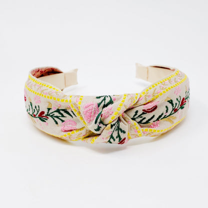 French Floral Embroidered Headband