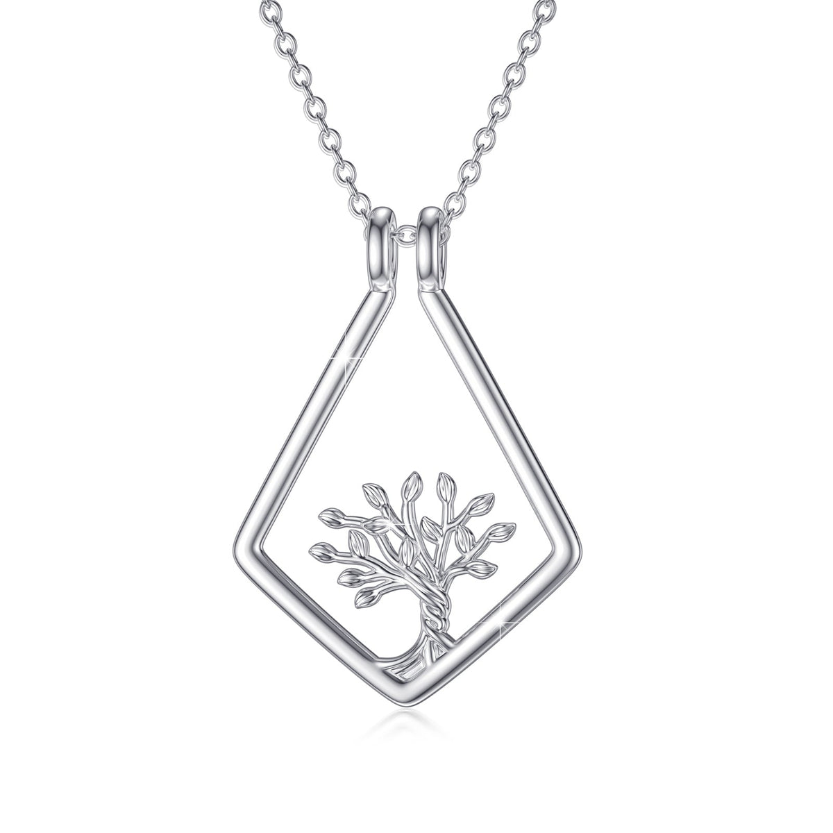 Tree of Life Ring Holder Pendant Necklace in 925 Sterling Silver