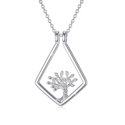 Tree of Life Ring Holder Pendant Necklace in 925 Sterling Silver