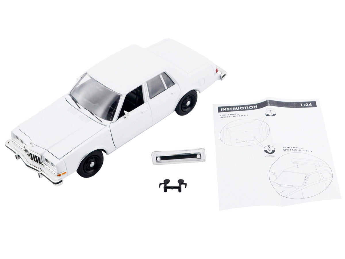 1986 Dodge Diplomat Police Car Unmarked White "Custom Builder's Kit" Series 1/24 Diecast Model Car by Motormax