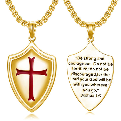 Knights Templar Shield Necklace in Sterling Silver Pendants Necklace for Men