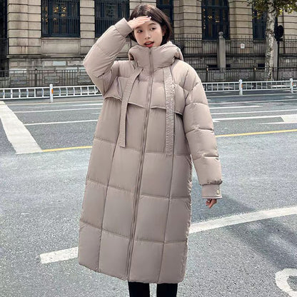 Padded Down Jacket Female Long Below The Knee